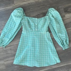 NWT URBAN OUTFITTERS DRESS SZ S GREEN PLAID